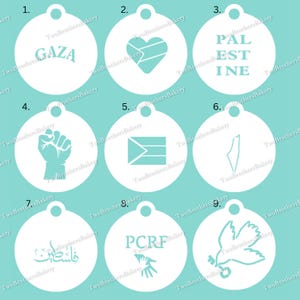 Palestine stencils | Gaza Stencils | PCRF Stencils | Humanitarian stencils | Gaza facepainting | Gaza Cookie stencils | Palestine cookies