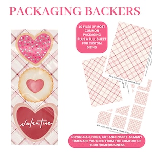 Valentine Cookie Backers | Cookie Backers | Printable Cookie Backer | Valentine Packaging, Vday Backers, Plaid Backers, Macaron packaging
