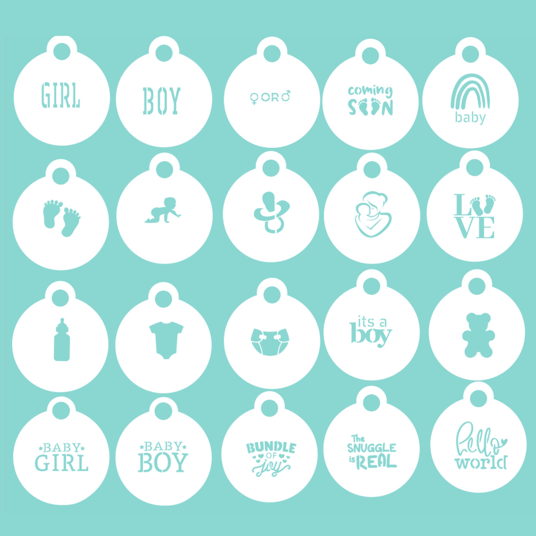22 Pack Cute Baby Shower Stencils for Onesie Decorating Kit, Boy