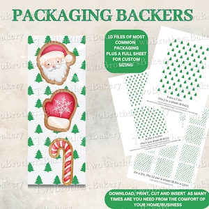 Christmas Cookie Backers | Cookie Backers | Printable Cookie Backer | Christmas Packaging, Xmas Backers, Macaron Backers, Macaron packaging