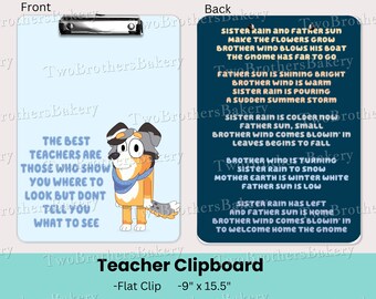 Calypso Teacher Clipboard, Teacher Gift, Appreciation Week Gift, End of the School Year Gift for Teachers , Thank You Gift, Bluey clipbaord