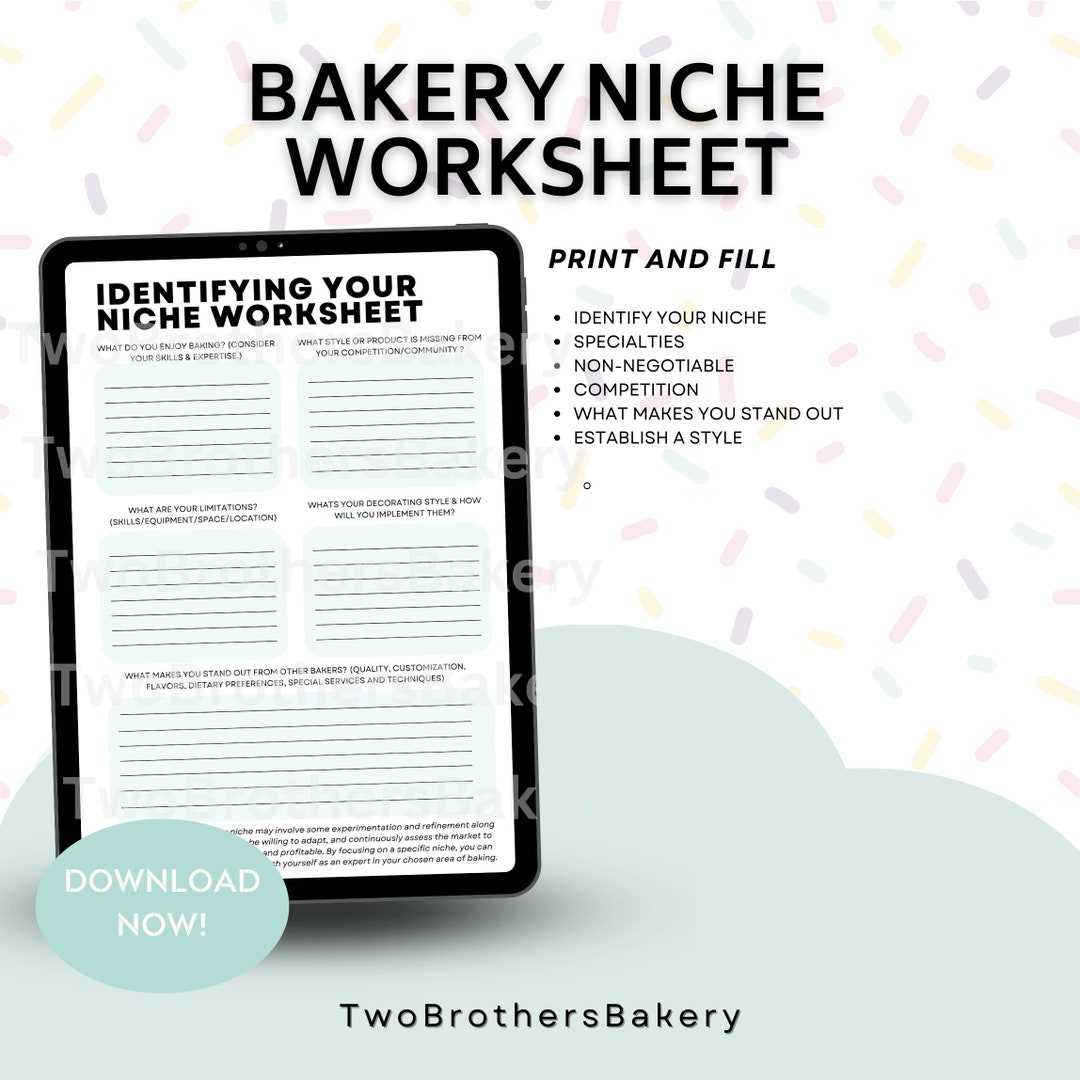 Bakery Niche Worksheet Brand Identity Bakery Business Forms Etsy