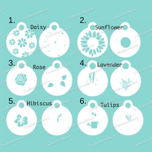 Flower stencils | rose stencil | lavender stencil | tulip stencil | hibiscus stencil | daisy stencils | daisies | Sunflower stencil | Floral