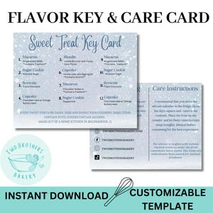 Tarjeta de cuidados de Adviento de Navidad, Tarjeta de clave de sabor editable, Plantilla de instrucciones de cuidado, Tarjeta de clave de sabor, Delicias navideñas, 12 días de dulces