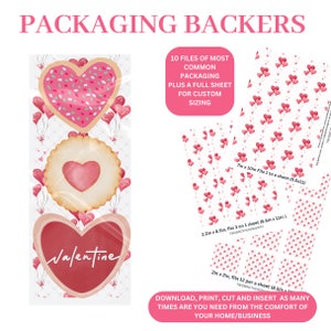 Valentine Cookie Backers | Cookie Backers | Printable Cookie Backer | Valentine Packaging, Vday Backers, heart Backers, Macaron packaging