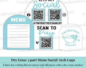 Bakery Menu, Farmers Market Sign, Menu Sign, Flavor Sign, Price Sign, Bakery Signage, Market Display Sign, Social Sign, QR Code Signage