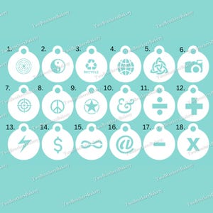 Symbol stencils | Ying and yang stencil | peace symbol stencil | recycle stencil | Symbol icons | Bullseye stencil | emoji stencil |