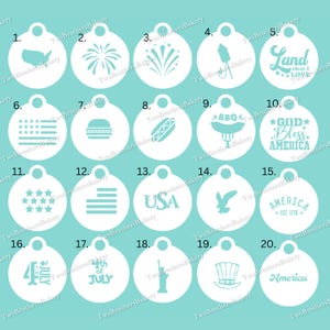 Fourth of July Stencils | 4th of July Stencils | firework stencils | BBQ stencils | hotdog stencil | USA stencil | americana cookie stencils