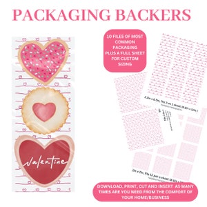 Valentine Cookie Backers | Cookie Backers | Printable Cookie Backer | Valentine Packaging, Vday Backers, heart Backers, Macaron packaging