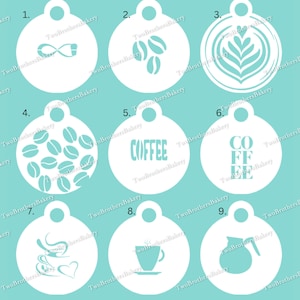 Estênceis de Arte de Café | Designs de Arte de Café | Estênceis de Biscoitos de Café | Estênceis de Macaron de Café | Estênceis de Grãos de Café | Estênceis de Xícaras de Café