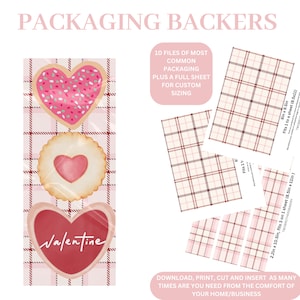 Valentine Cookie Backers | Cookie Backers | Printable Cookie Backer | Valentine Packaging, Vday Backers, Plaid Backers, Macaron packaging