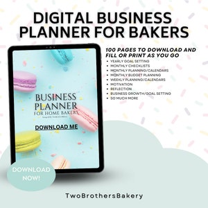 Digital Business Planner for Bakers | Bakery Forms | Bakery Planner | Baking Templates | Goal Setting | Baking Calendar | Baking Guides