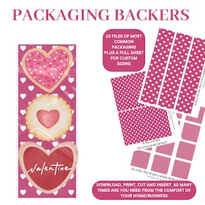 Valentine Cookie Backers | Cookie Backers | Printable Cookie Backer | Valentine Packaging, Vday Backers, heart Backers, Macaron packaging