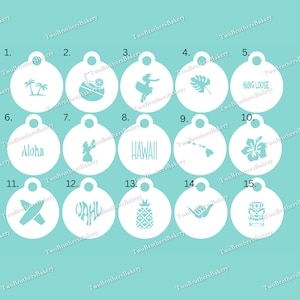 Hawaiian stencils | Hawaii Stencils | Hula Girl stencils | Hawaiian Cookie Stencils | Hawaiian Macarons | Island stencils | Hawaii stencils