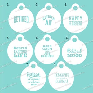 Retirement Stencils | Retired AF | Happy Retirement | celebration stencils | retirement gift ideas | Retirement Party | Retirement Cookies