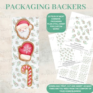 Christmas Cookie Backers | Cookie Backers | Printable Cookie Backer | Christmas Packaging, Xmas Backers, Macaron Backers, Macaron packaging