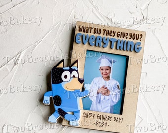 Blauer Papa-Rahmen, magnetischer Fotorahmen, Kühlschrankrahmen für Papa, Geschenk für Papa, Bandit Heeler, einzigartiges Papa-Geschenk, Vatertagsrahmen, blauer Papa