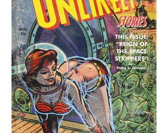 Space Dancer_Color Giclee Print Retro Classic Sci-Fi Pulp Magazine Cotton Rag Paper