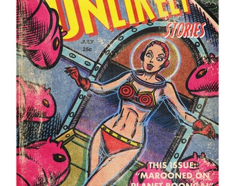 Marooned_Color Giclee Print Retro Classic Sci-Fi Pulp Magazine Cotton Rag Paper