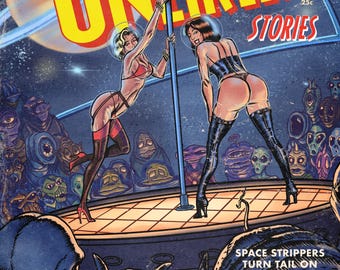 Retro Sci-Fi Pulp Magazine Cover Print: Obsessed Ogglers of Uranus