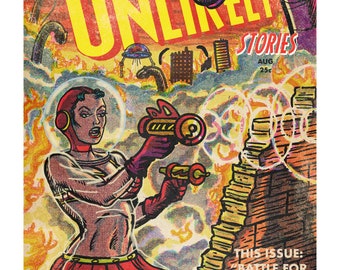 Battle for the Planet_Color Giclee Print Retro Classic Sci-Fi Pulp Magazine Cotton Rag Paper