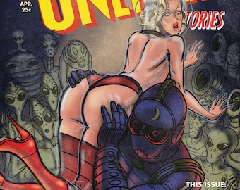 Retro Sci-Fi Pulp Print: Moon Patrol, Space Strippers (11x14)