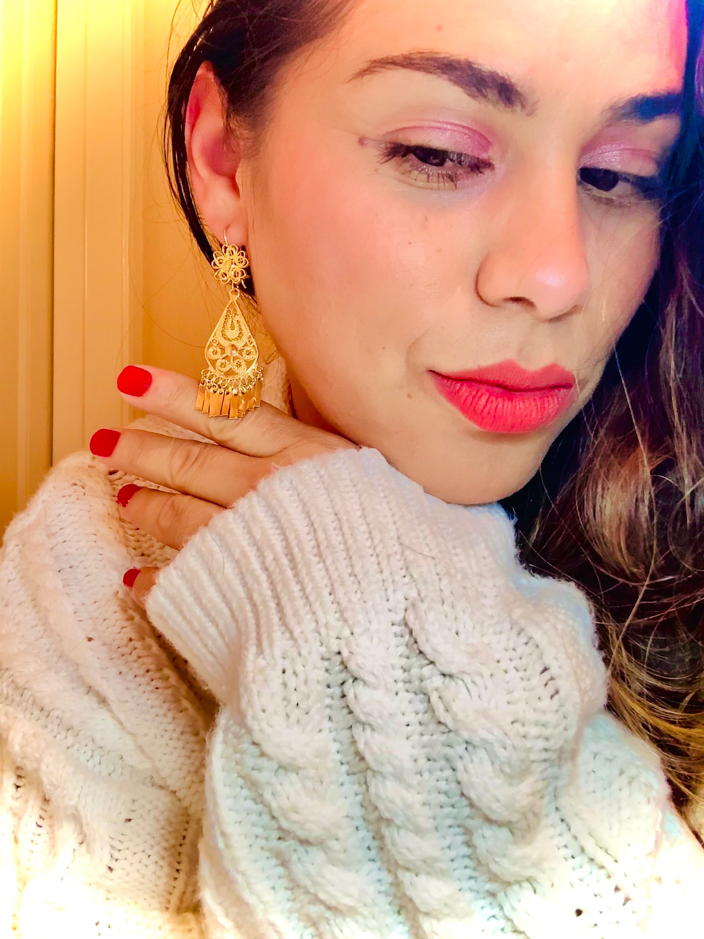 Folklorico Dance Mexican Gold Filigree Earrings Full Flower 