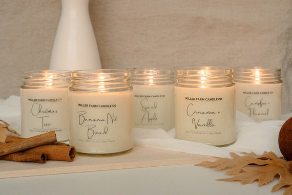 Choose From Many Scents Soy Candle Clean Burning Cotton Wick and