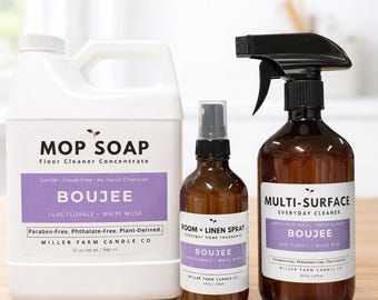 Everyday Clean Bundle | Mop Soap, Counter Spray and Room Spray | Home Cleaning Set | Kitchen and Floor Cleaner | Housewarming Gift