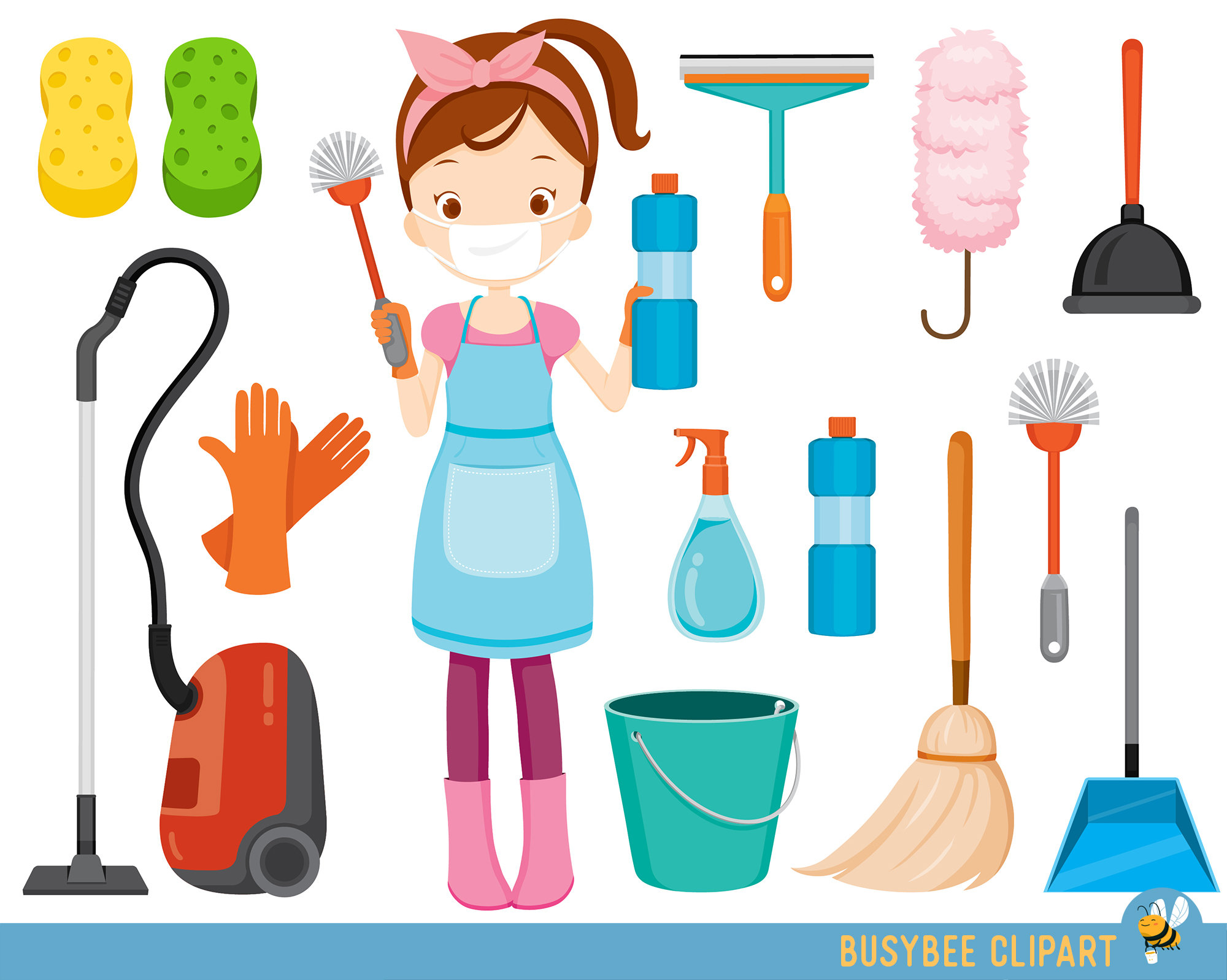 Cleaning Clipart Vacuum Clening Clipart Cleaning Illustrations - Etsy
