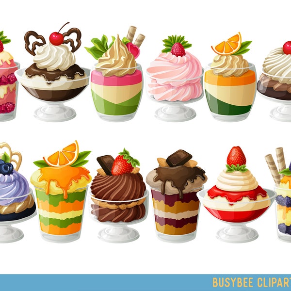 Desserts Digital Clipart Cake Clip art Sweet Treat Digital illustrations Dessert Vector graphic Pastry clipart Card design invitations