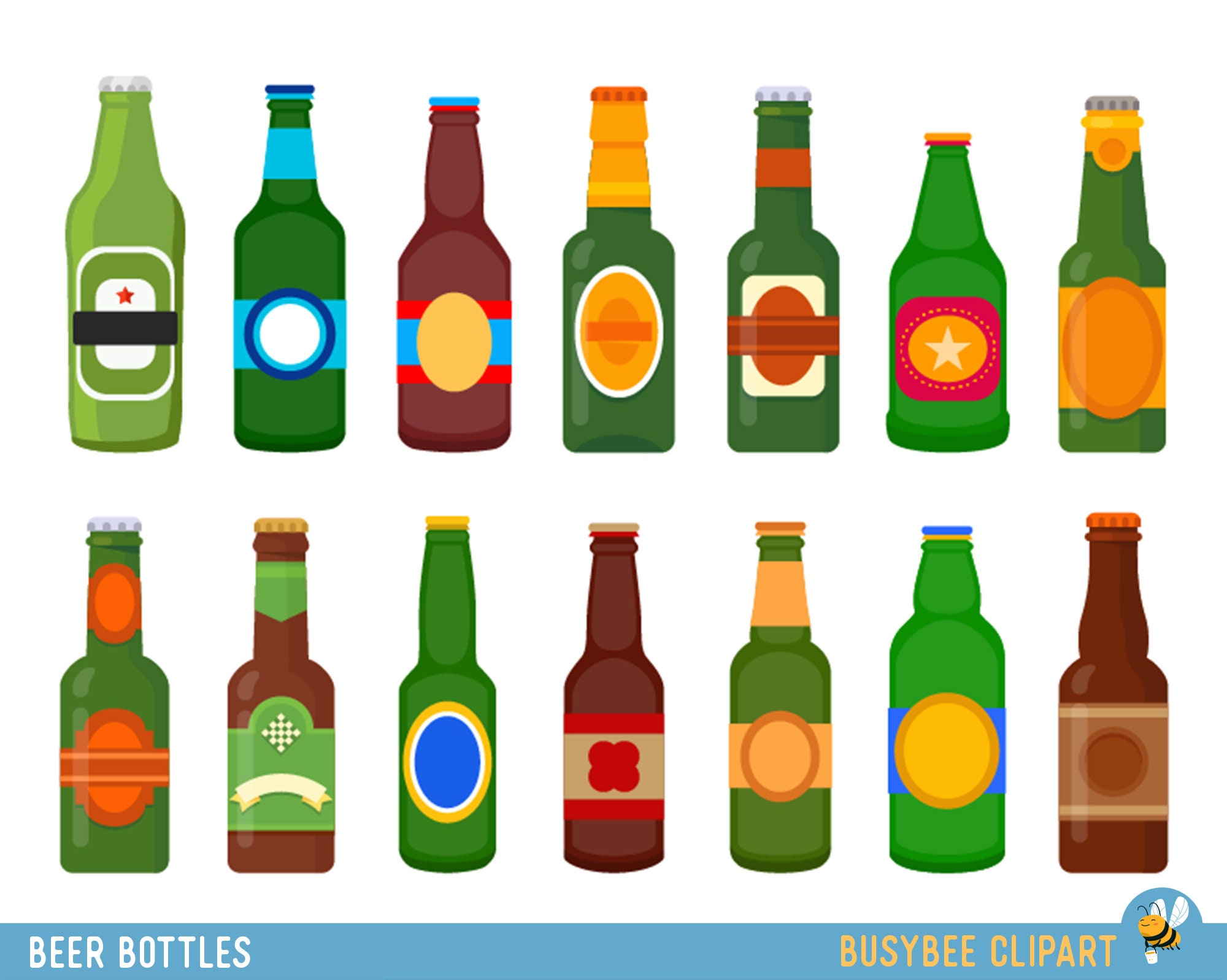 Beer Bottle Clip Art Beer Clipart Beer Vector Digital Clip Art Alcohol