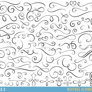 Wedding invitation swirls clipart, flourish clip art, calligraphy graphics, Swirl Clipart Clip Art Vector Flourish, Digital Flourish swirl