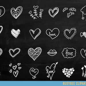 Chalkboard Hearts Clip Art Hand Drawn Clip Art Digital Hearts Clipart Chalk Drawing Wedding Invitation Chalkboard Valentine&#39;s Day