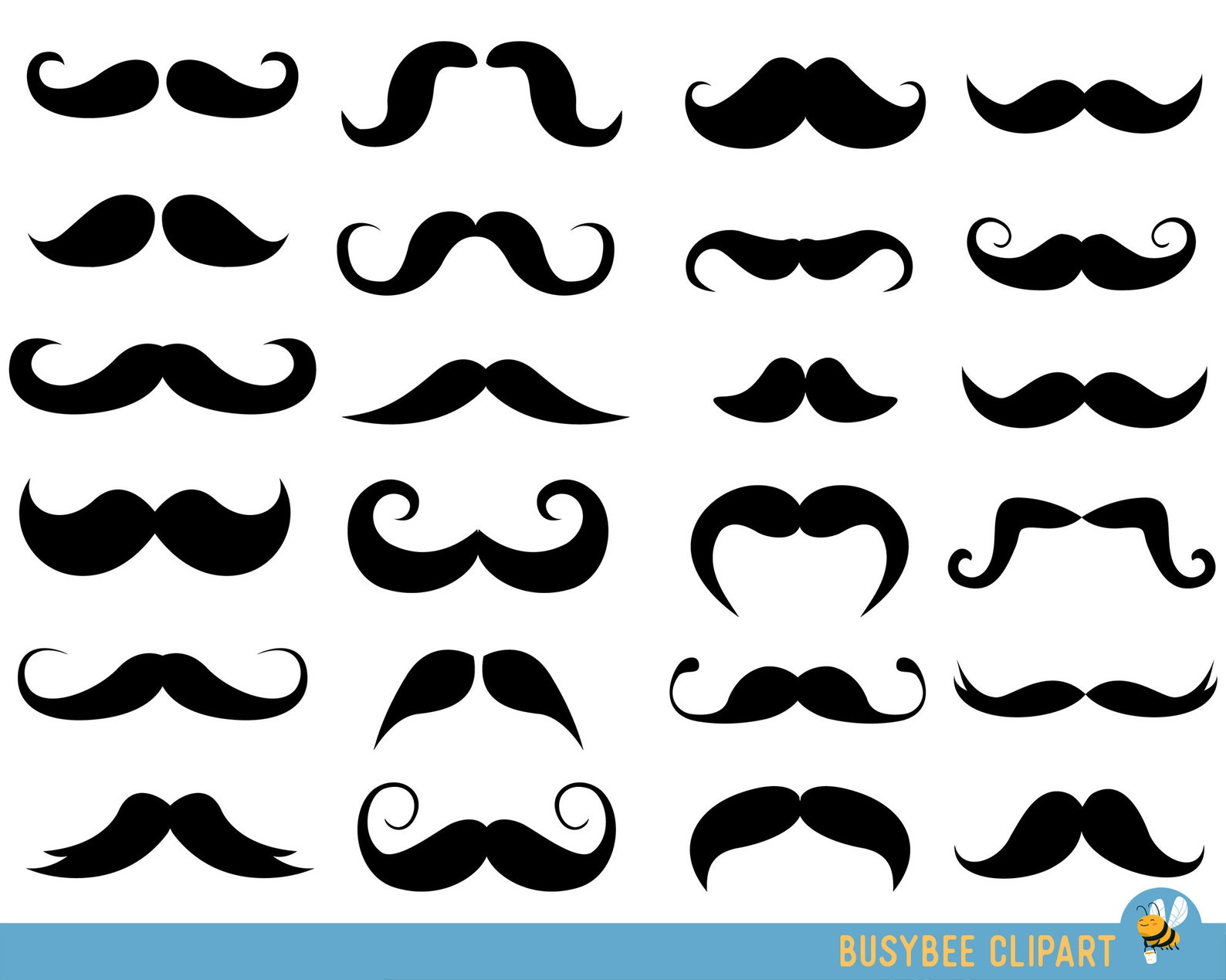Mustache Clipart Digital Mustache Clip Art Hipster Clipart Vector ...