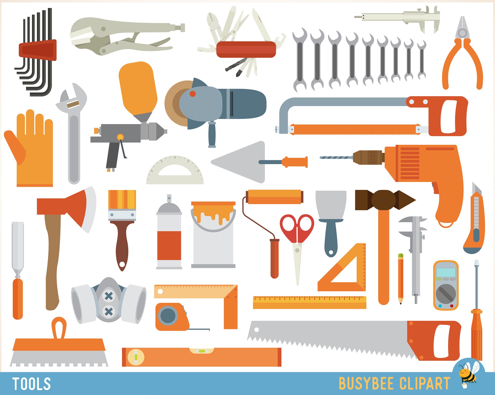 Tools Digital Art Set Clipart, Tools Clipart Set, Tools Clip Art