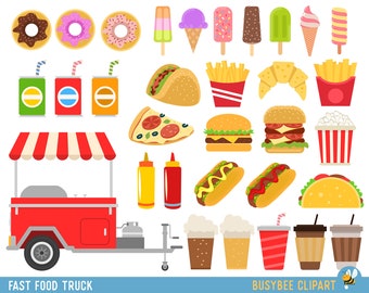 Fast Food Clipart Hamburger Clip art Coffee clip art Food Vector graphic Food clip art Hotdog clipart popcorn clip art ice cream clipart 02