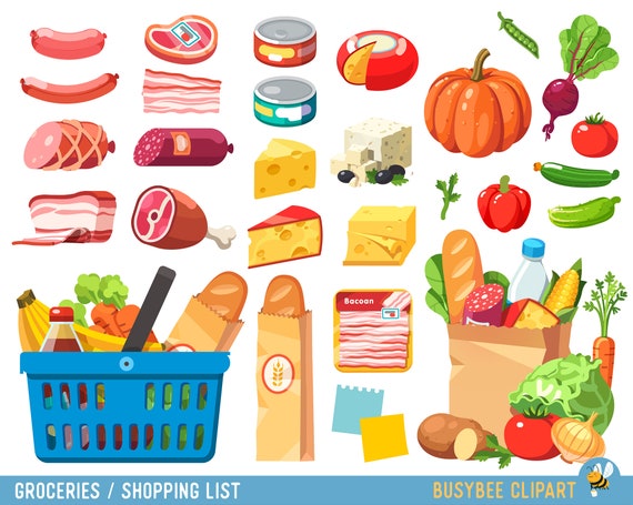 Grocery Clipart Shopping Clipart Food Clipart Dinner Clipart Etsy