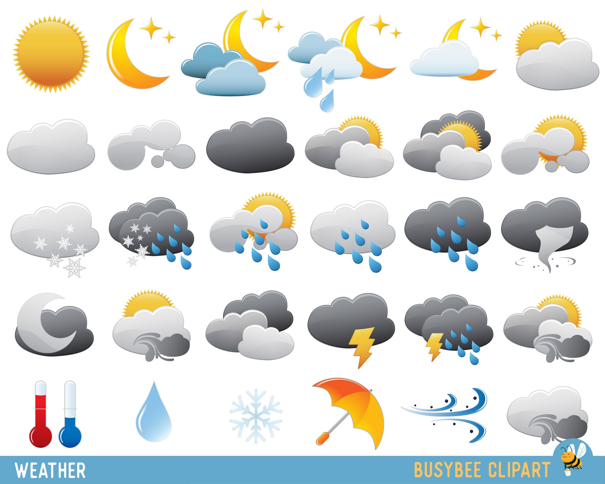 Weather Clipart Clip Art Weather Forecast Digital Images - Etsy UK