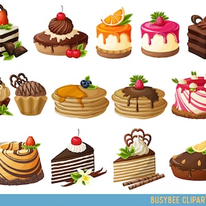 Cake Digital Clipart Pastry Clip art Sweet Treat Cake clip art Dessert Vector graphic Digital scrapbooking Card design invitations