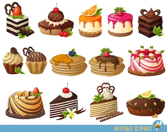 Cake Digital Clipart Pastry Clip art Sweet Treat Cake clip art Dessert Vector graphic Digital scrapbooking Card design invitations