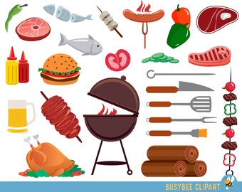 BBQ Clipart, Cookout Clipart, Barbeque Clipart, Party Food Clipart, Summer Clipart, Family Barbeque Clipart, Barbeque clipart barbecue BBQ