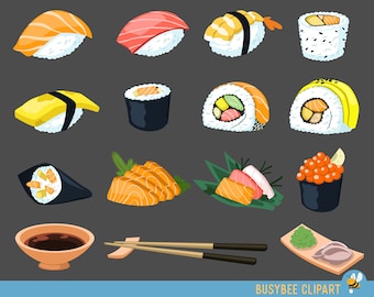 Sushi Digital Art Set Clipart Commercial Use Clip Art Instant Download Sushi Clipart Japanese Clipart