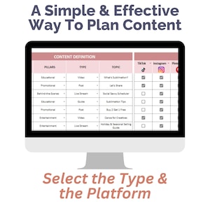 Social Media Content Planner | Google Sheets Scheduler | Social Media Marketing Planner | 30-Day Calendar for Creators + ADHD-Friendly