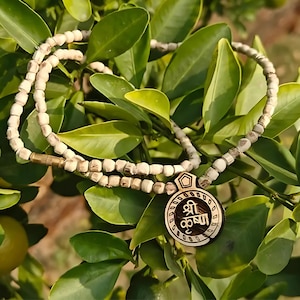 Shri Krishna Tulsi Locket Mala – Round Pendant Kanthi from Vrindavan | Tulsi Beads Necklace | Krishna Bhakti Mala | Spiritual Gift