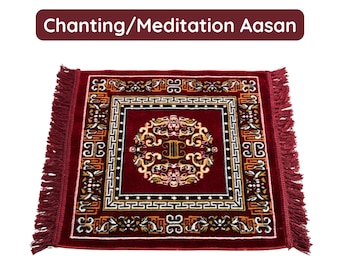 Alfombra de oración premium color granate para meditación y japa / Alfombra de oración de alta calidad / Alfombra de asiento espiritual acolchada y suave / Alfombra de oración Pooja color granate