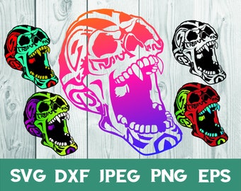 Cricut digital file. jpeg T-shirt svg Grin Skull eps Dead Skull dxf Zombie Monster Zombie SVG png Death  Skull Skull SVG Tattoo