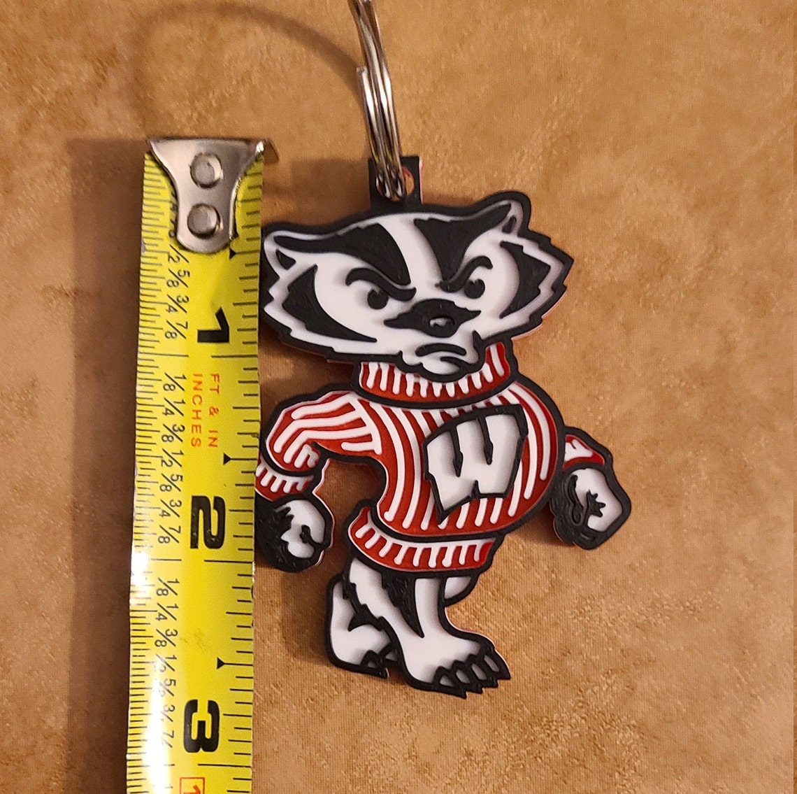 Wisconsin Badgers Bucky Badger Keychain 3D Printed Etsy