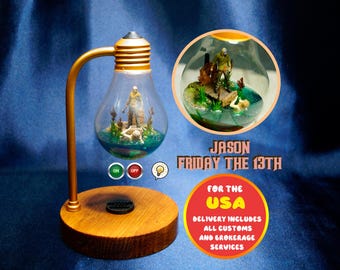 Diorama Jason, Friday the 13th. Horrible monster. Diorama in a backlit lamp.