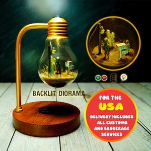 UFO LED Lamp Diorama - Alien inside Light Bulb - Secret Materials Miniature - Sci-Fi Mystery Art Piece - Area 51 Decor - Space Lover Gift